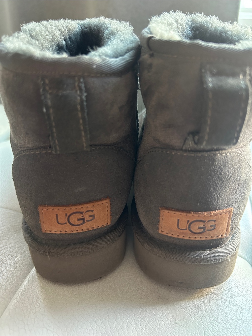 UGG Gray Shearling-Lined Slip-On Bootie